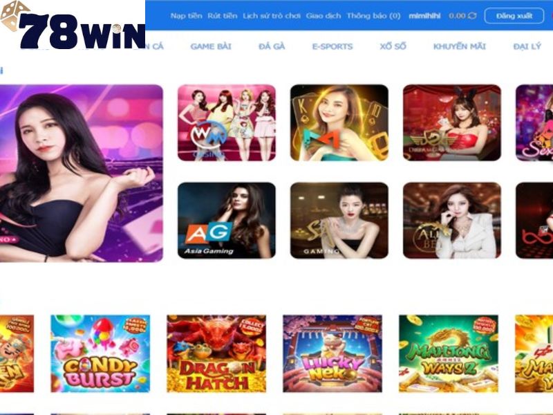 Danh mục sản phẩm 78Win gồm thể thao casino game bài nổ hũ bắn cá xổ số lô đề đá gà
